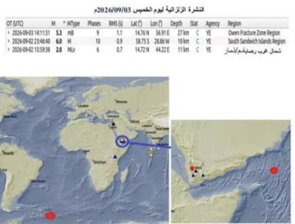 هزة أرضية خفيفة شمال غرب منطقة معبر