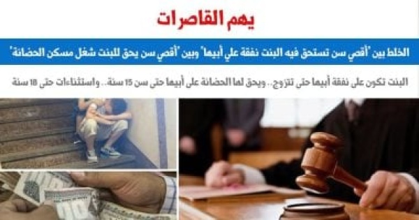 سن البنت ما بين النفقة و شغل مسكن الحضانة عن برلماني سن البنت ما بين النفقة و شغل مسكن الحضانة عن برلماني