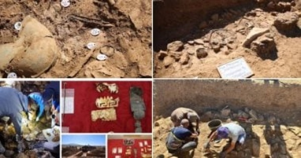 قناع ذهبى وترسانة محارب اكتشاف مدفن نخبوى عمره 2600 عام فى مقدونيا قناع ذهبى وترسانة محارب اكتشاف مدفن نخبوى عمره 2600 عام فى مقدونيا