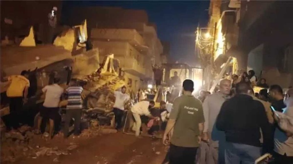 إصابة 5 أشخاص في انهيار منزل مكون من 3 طوابق بمدينة بيلا بكفر الشيخ