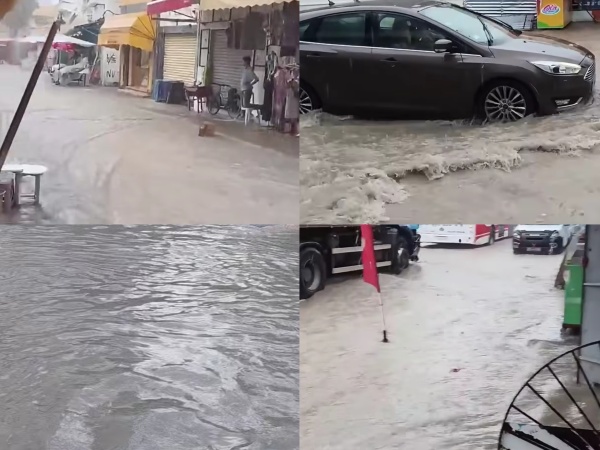 أمطار غزيرة بمدينة نابل صور فيديو