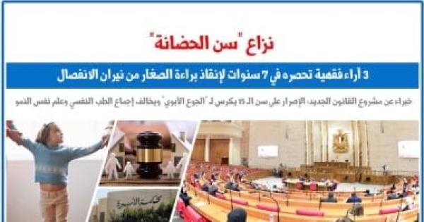 نزاع سن الحضانة 3 آراء فقهية تتصدر المشهد برلمانى