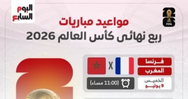 مواعيد مباريات ربع نهائى كأس العالم 2026 إنفوجراف