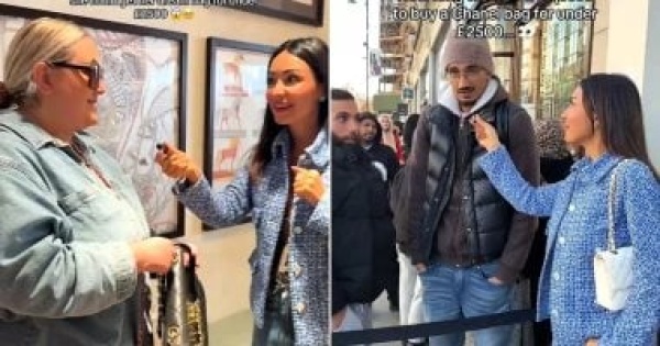 رجل ينتظر 12 ساعة فى الطابور لشراء حقيبة شانيل مخفضة لزوجته