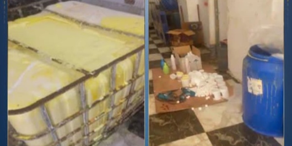 ضبط مصنع منظفات غير مرخص بالجيزة وبداخله 3 أطنان مواد مجهولة المصدر