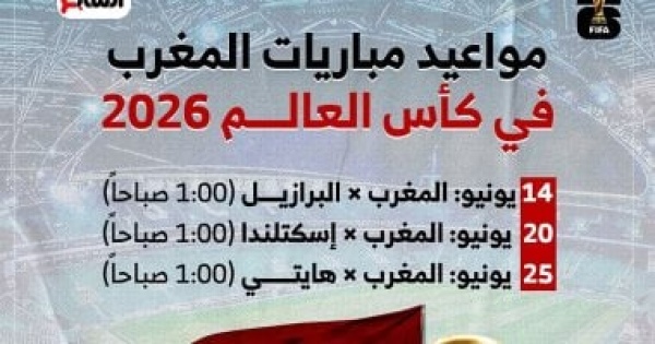 تعرف على مواعيد مباريات منتخب المغرب فى كأس العالم 2026 تعرف على مواعيد مباريات منتخب المغرب فى كأس العالم 2026