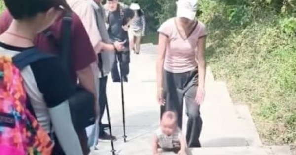 رضيع عمره 9 أشهر يتسلق درجات الجبل مغامرة طفل صينى تثير الجدل فيديو رضيع عمره 9 أشهر يتسلق درجات الجبل مغامرة طفل صينى تثير الجدل فيديو