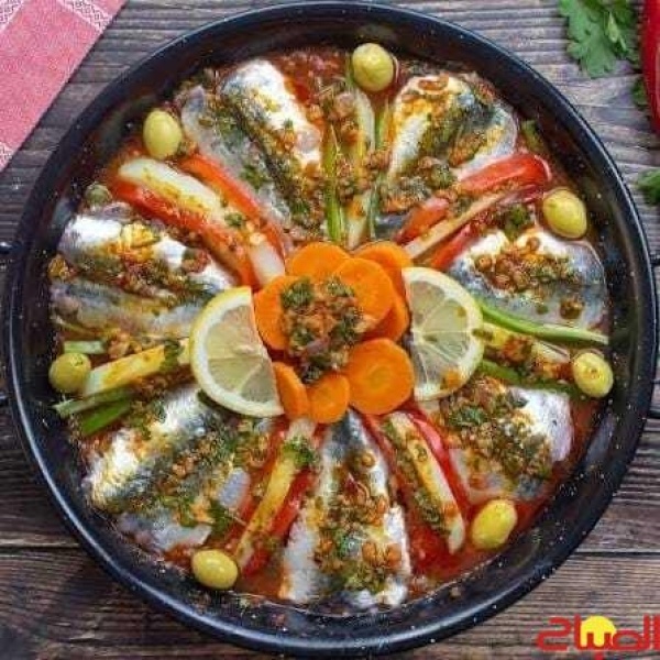 لاطة السردين بالخضر في الفرن