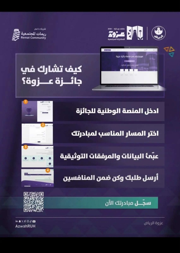 بعد إطلاق أمانة الرياض لها كل ما تريد معرفته عن جائزة عزوة وموعد التقديم وكافة التفاصيل بعد إطلاق أمانة الرياض لها كل ما تريد معرفته عن جائزة عزوة وموعد التقديم وكافة التفاصيل