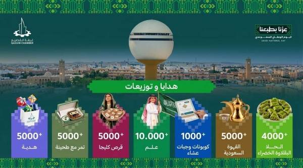 30 هدية من غرفة القصيم بمناسبة الاحتفاء بـ اليوم الوطني السعودي 30 هدية من غرفة القصيم بمناسبة الاحتفاء بـ اليوم الوطني السعودي