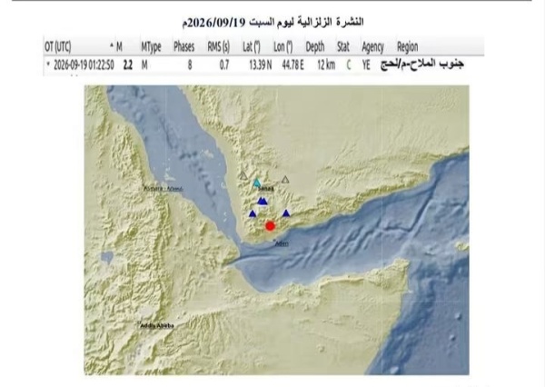 هزة أرضية تضرب جنوب محافظة لحج هزة أرضية تضرب جنوب محافظة لحج