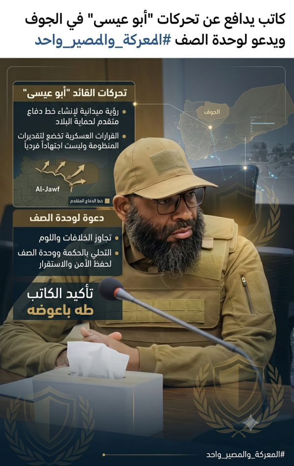 كاتب يدافع عن تحركات أبو عيسى في الجوف ويدعو لوحدة الصف