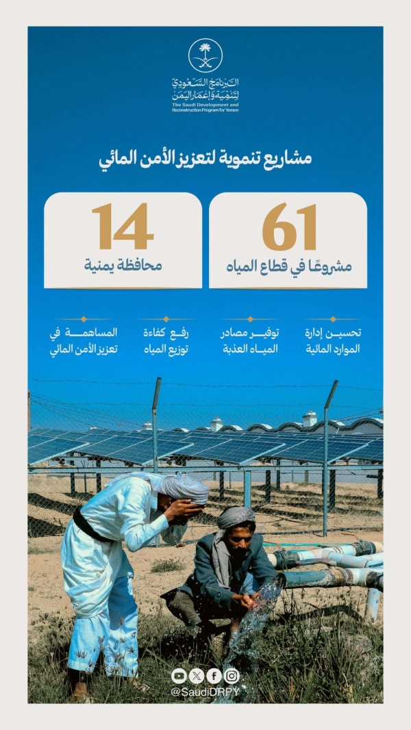 مشاريع المياه لـ البرنامج السعودي أثر تنموي يلامس حياة المواطن اليمني ويدعم استقراره المعيشي