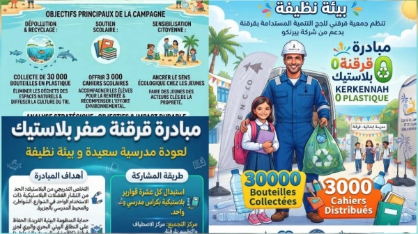 من القارورة إلى الكراس قرقنة صفر بلاستيك مبادرة تجمع بين حماية البيئة ودعم التلاميذ