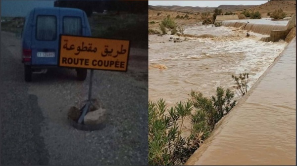 القيروان أمطار بالوسلاتية ومسارات بديلة آمنة لحركة المرور مع توخي الحذر