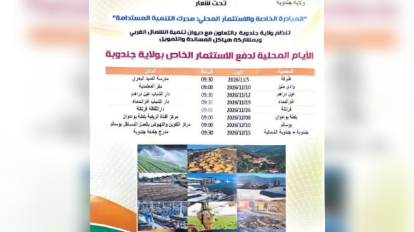 جندوبة 8 محطات لدفع الاستثمار الخاص والتعريف بفرص التمويل جندوبة 8 محطات لدفع الاستثمار الخاص والتعريف بفرص التمويل