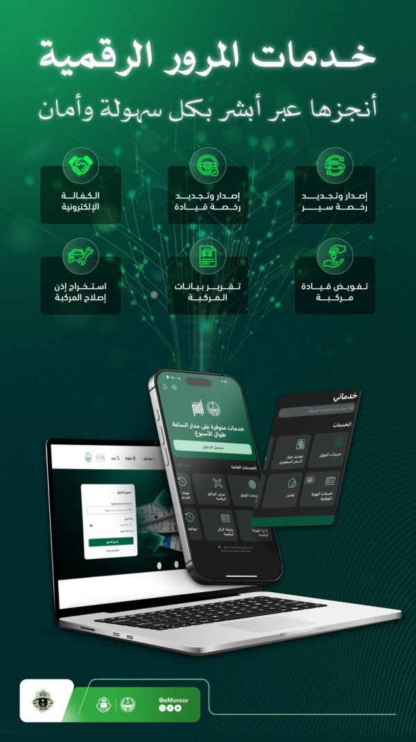 بينها الكفالة الإلكترونية اعرف خدمات المرور الرقمية عبر أبشر بينها الكفالة الإلكترونية اعرف خدمات المرور الرقمية عبر أبشر