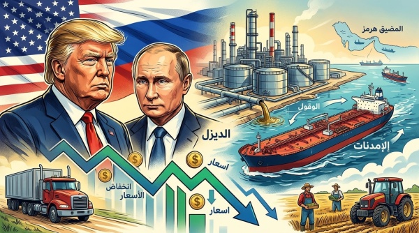 ترامب يعلن اتفاقا مع بوتين لتزويد الأسواق بكميات إضافية من الديزل وسط وعود بخفض الأسعار ترامب يعلن اتفاقا مع بوتين لتزويد الأسواق بكميات إضافية من الديزل وسط وعود بخفض الأسعار