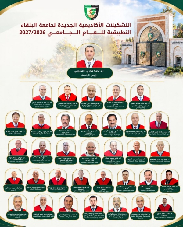 تشكيلات أكاديمية في البلقاء التطبيقية اسماء
