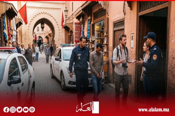 فيديو فضحه أمن مراكش يوقف مشتبه ا في ابتزاز سائحين أجنبيين بالمدينة العتيقة فيديو فضحه أمن مراكش يوقف مشتبه ا في ابتزاز سائحين أجنبيين بالمدينة العتيقة