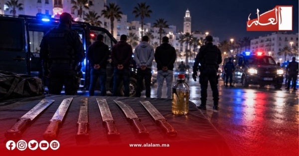 توقيف 5 مشجعين بحوزتهم أسلحة بيضاء وسائل حارق بالدار البيضاء