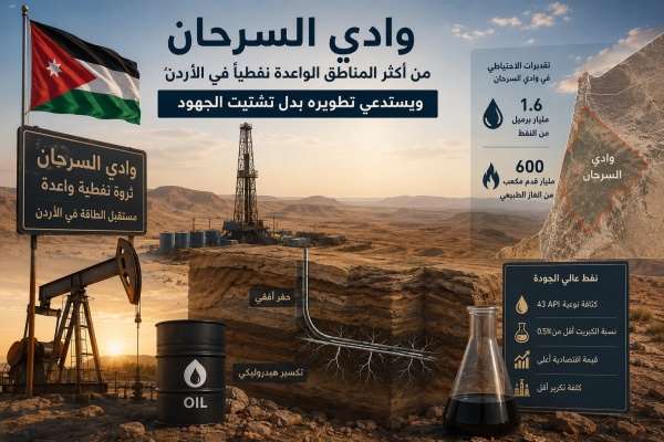 الصادق وادي السرحان من أكثر المناطق الواعدة نفطي ا في الأردن ويستدعي تطويره بدل تشتيت الجهود الصادق وادي السرحان من أكثر المناطق الواعدة نفطي ا في الأردن ويستدعي تطويره بدل تشتيت الجهود