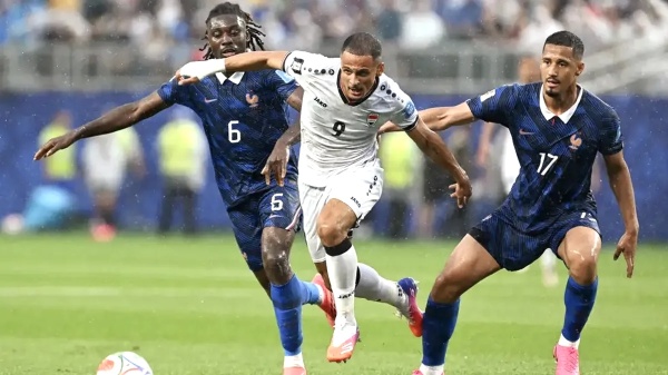 بعد توقف بسبب سوء الأحوال الجوية منتخب فرنسا يفوز على نظيره العراقي بثلاثية مقابل لاشيء بعد توقف بسبب سوء الأحوال الجوية منتخب فرنسا يفوز على نظيره العراقي بثلاثية مقابل لاشيء