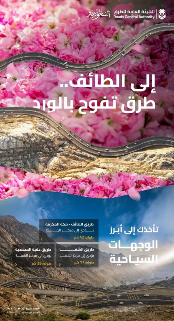 هيئة الطرق الطائف وجهة سياحية رائدة تستقطب الزوار بمعالمها التاريخية وشبكة طرق متطورة