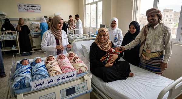 حالة ولادة نادرة في اليمن أم تلد 5 توائم حالة ولادة نادرة في اليمن أم تلد 5 توائم