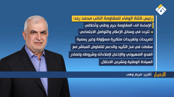 تقرير مصور النائب محمد رعد يحذ ر من دعم التفاوض المباشر مع العدو الصهيوني والخضوع لإملاءاته تقرير مصور النائب محمد رعد يحذ ر من دعم التفاوض المباشر مع العدو الصهيوني والخضوع لإملاءاته