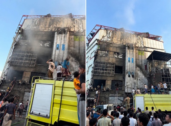 الدفاع المدني يخمد حريق ا اندلع في النخيل مول بالمنصورة