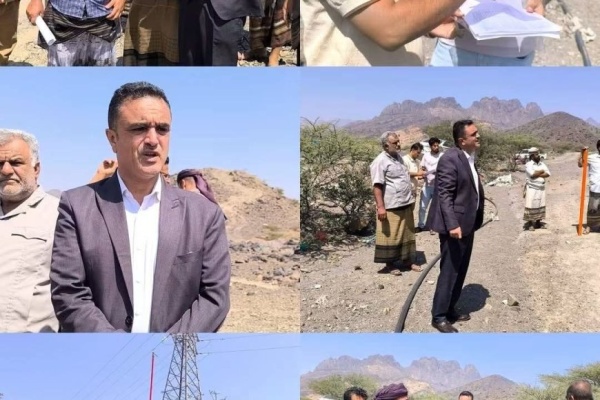 ردفان تبدأ مسح وتحديد مسار الخط الكهربائي الجديد لآبار مياه حليه