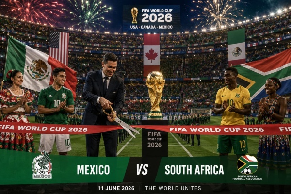 اليوم يقص شريط إفتتاح مونديال 2026 المنظم بالولايات المتحدة الأمريكية كندا و المكسيك بمباراة المنتخب المكسيكي و الجنوب الإفريقي اليوم يقص شريط إفتتاح مونديال 2026 المنظم بالولايات المتحدة الأمريكية كندا و المكسيك بمباراة المنتخب المكسيكي و الجنوب الإفريقي