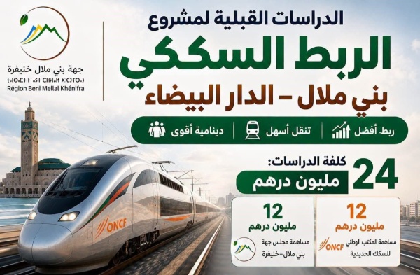 مشروع سككي مرتقب يربط بني ملال بالدار البيضاء مرورا بوادي زم وأبي الجعد وقصبة تادلة