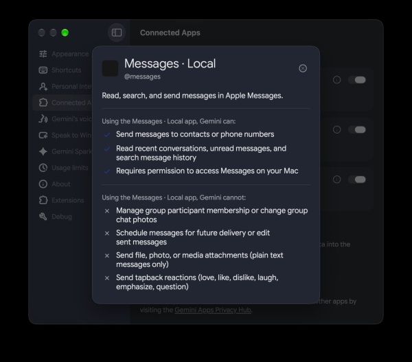 تطبيق gemini لنظام التشغيل macos يضيف تكامل imessage تطبيق gemini لنظام التشغيل macos يضيف تكامل imessage