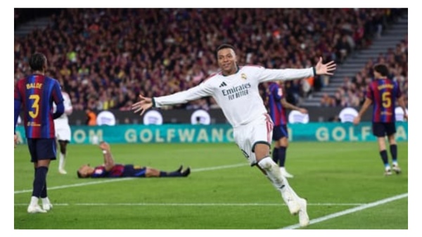 مبابي يقود ريال مدريد لحسم الكلاسيكو أمام برشلونة بثنائية مبابي يقود ريال مدريد لحسم الكلاسيكو أمام برشلونة بثنائية