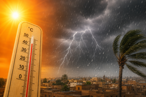 زخات رعدية وهبات رياح وموجة حر من اليوم الثلاثاء إلى الجمعة بعدد من مناطق المملكة زخات رعدية وهبات رياح وموجة حر من اليوم الثلاثاء إلى الجمعة بعدد من مناطق المملكة
