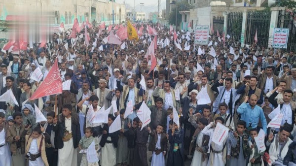 مسيرات جماهيرية في حجة بذكرى استشهاد الإمام زيد وتأييدا لبيان القوات المسلحة