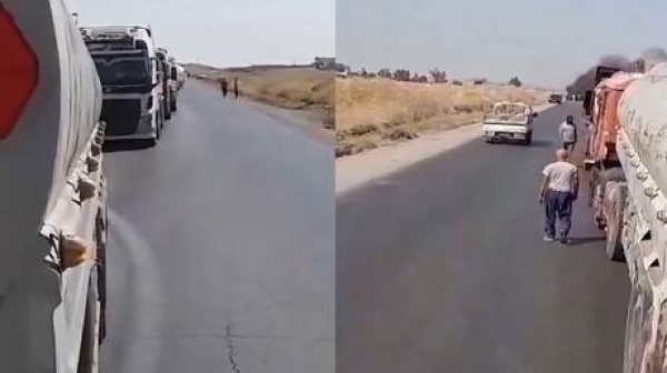 سوريا عمال مفصولون يقطعون طريق صهاريج النفط شرق القامشلي مطالبين بالعودة إلى وظائفهم فيديو