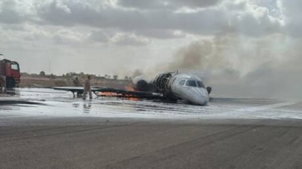 نجاة طاقم طائرة خاصة من حادث بمطار مصراتة بعد هبوط اضطراري نجاة طاقم طائرة خاصة من حادث بمطار مصراتة بعد هبوط اضطراري