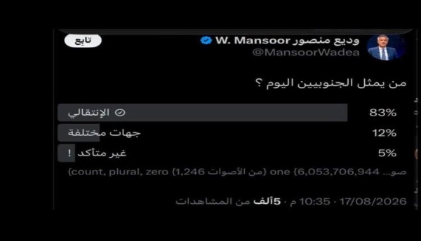 حذف إستبيانات لصالح المجلس الانتقالي الجنوبي