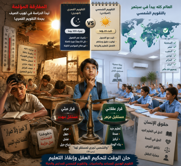 الكارثة التربوية لاعتماد التقويم القمري في بدء العام الدراسي دراسة في انتهاك الحق الإنساني وضرب استقرار التعليم الكارثة التربوية لاعتماد التقويم القمري في بدء العام الدراسي دراسة في انتهاك الحق الإنساني وضرب استقرار التعليم