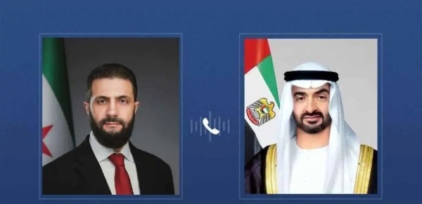 اتصال بين محمد بن زايد وأحمد الشرع لبحث التعاون الإقليمي