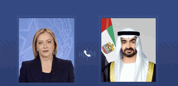 محمد بن زايد وميلوني يبحثان تعزيز التعاون وتطورات الشرق الأوسط