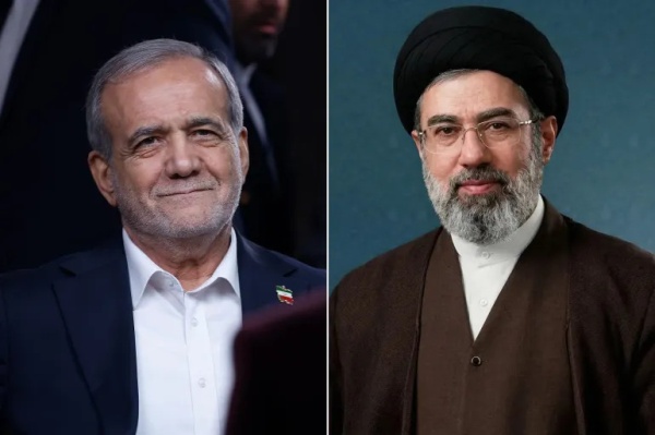 مكتب المرشد الإيراني لقاء بين خامنئي وبزشكيان مكتب المرشد الإيراني لقاء بين خامنئي وبزشكيان