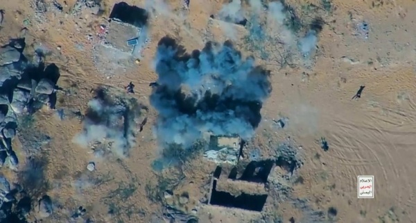 watch the rujum drone rains down shells on saudi factions gatherings and vehicles destroying their equipment and fortifications