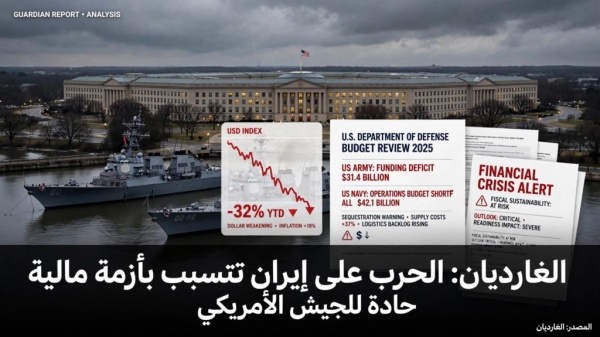 الغارديان الجيش الأمريكي يواجه أزمة مالية حادة بسبب الحرب على إيران الغارديان الجيش الأمريكي يواجه أزمة مالية حادة بسبب الحرب على إيران