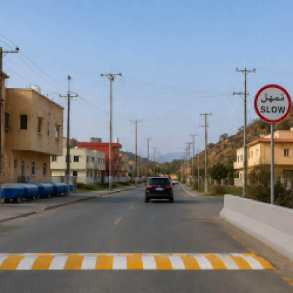 بلدية العيدابي تعزز السلامة المرورية بتركيب المطبات الصناعية واللوحات الإرشادية