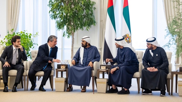 رئيس الدولة يستقبل رئيس حكومة إقليم كردستان العراق بحضور محمد بن راشد رئيس الدولة يستقبل رئيس حكومة إقليم كردستان العراق بحضور محمد بن راشد