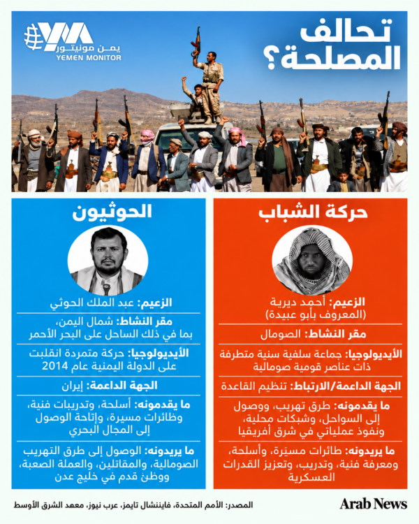تحليل علاقات الحوثيين وحركة الشباب تثير مخاوف من اتساع التهديد للملاحة في البحر الأحمر تحليل علاقات الحوثيين وحركة الشباب تثير مخاوف من اتساع التهديد للملاحة في البحر الأحمر